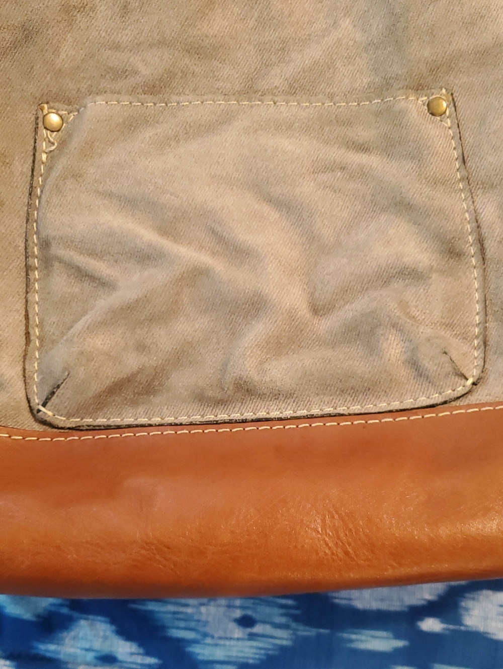 Patricia Nash Olive Green and Brown Leather Needlepoint Floral Tote - Picture 13 of 14